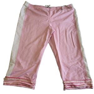 Nike Cropped Track Pants Pink Cuffed Cotton Lightweight Streetwear Womens Large